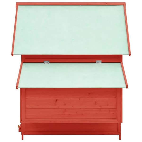 vidaXL Hønsehus rød og hvit 150x96x110 cm heltre gran