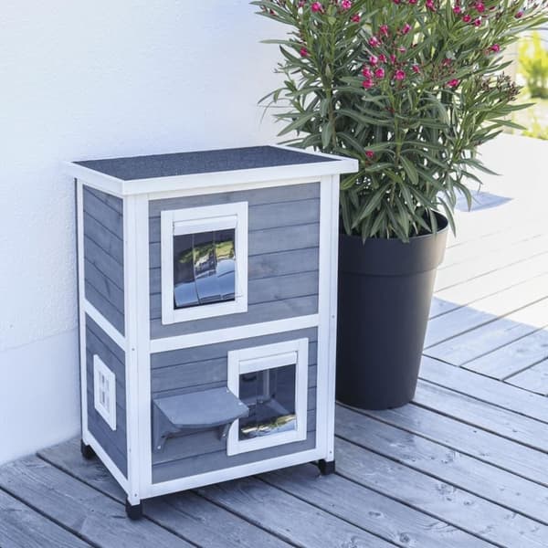 Kerbl Katthus för utomhusbruk Family 57x55x80 cm grå och vit