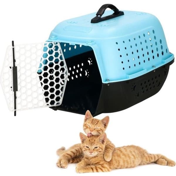 Transportbur för husdjur - SPRINGOS® - 48 x 28 x 33 cm - Plast - Blå - 1,1 kg