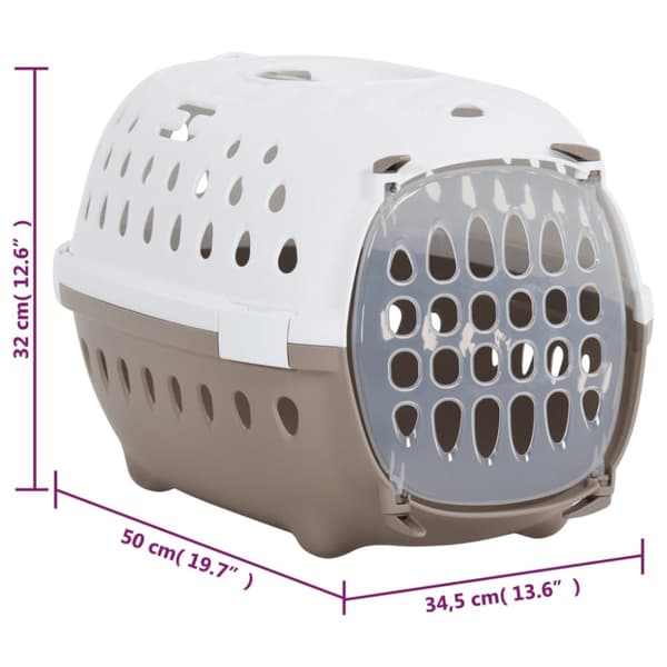 vidaXL Transportbur vit och brun 50x34,5x32 cm PP