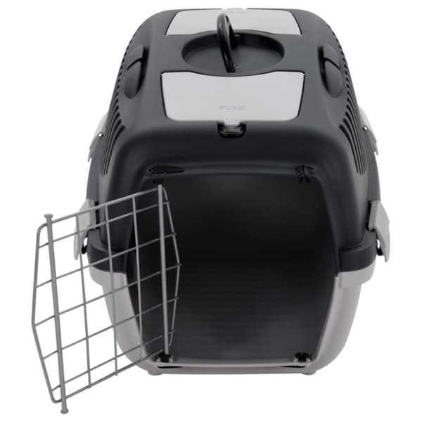 vidaXL transportbur til kæledyr 55x36x35 cm PP grå og sort