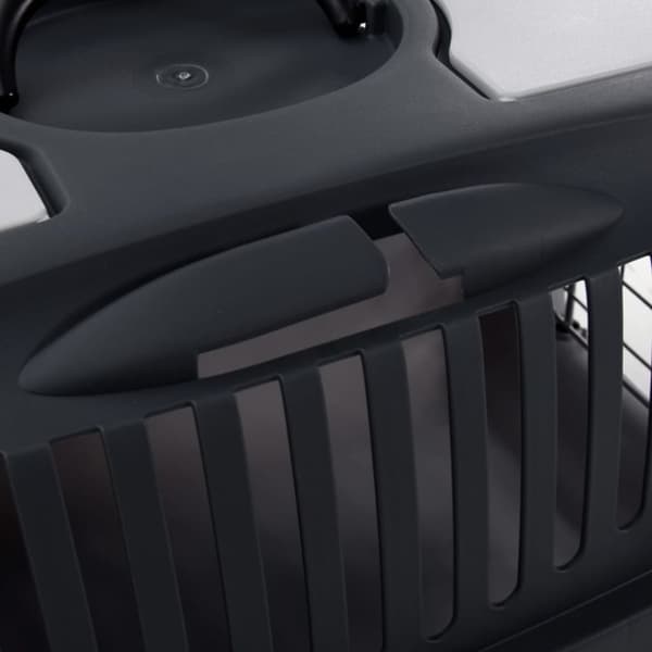 vidaXL transportbur til kæledyr 55x36x35 cm PP grå og sort