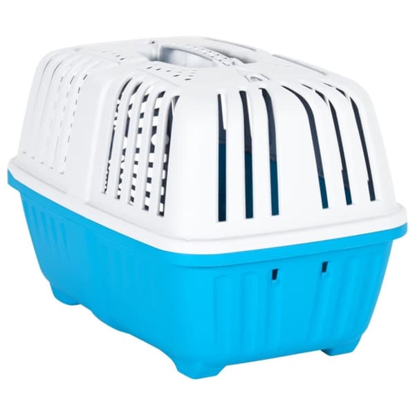 vidaXL transportbur til kæledyr 48x31,5x33 cm polypropylen hvid og blå