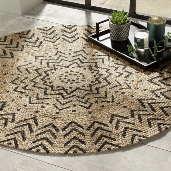 Rund jutematta "Livin" mönster diameter 120 cm Atmosphera - Rund jute matta mönster 1 D120 cm