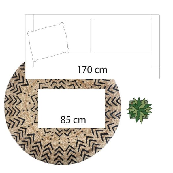 Rund jutematta "Livin" mönster diameter 120 cm Atmosphera - Rund jute matta mönster 1 D120 cm