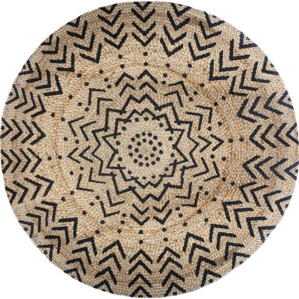 Rund jutematta "Livin" mönster diameter 120 cm Atmosphera - Rund jute matta mönster 1 D120 cm