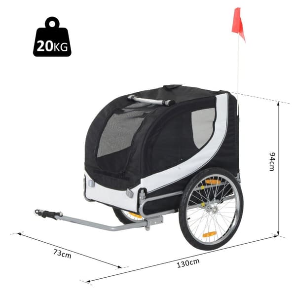 Rootz cykelanhænger hundeholder - hvid, sort - Oxford, stål - 51,18 cm x 28,74 cm x 37 cm