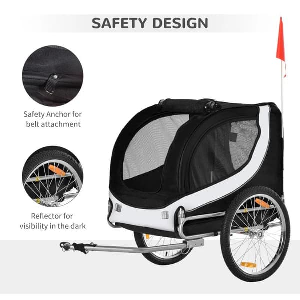 Rootz cykelanhænger hundeholder - hvid, sort - Oxford, stål - 51,18 cm x 28,74 cm x 37 cm