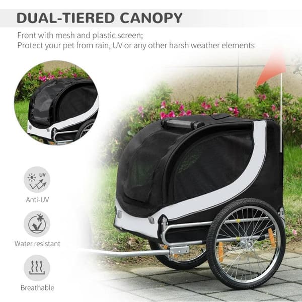 Rootz cykelanhænger hundeholder - hvid, sort - Oxford, stål - 51,18 cm x 28,74 cm x 37 cm