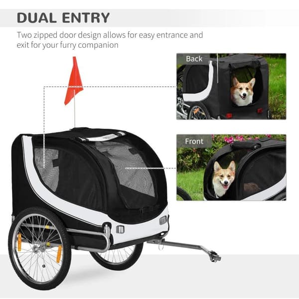 Rootz cykelanhænger hundeholder - hvid, sort - Oxford, stål - 51,18 cm x 28,74 cm x 37 cm