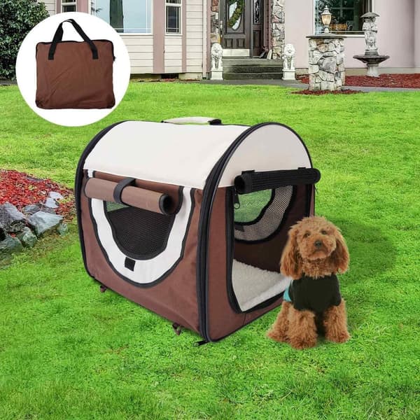 Rootz foldbar hundetransportkasse - brun - stof, PVC, stål - 24,02 cm x 18,11 cm x 20,08 cm