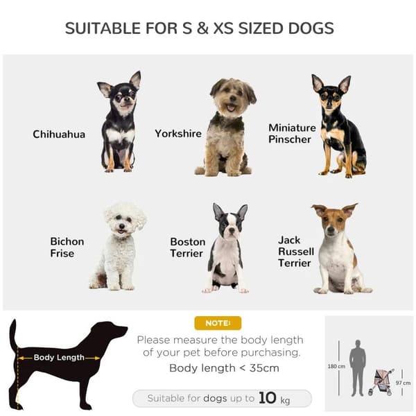 Rootz Foldable Dog Stroller - Dog Carriage - Pushchair - Pet Trolley - Animal trolley - Brown/Silver