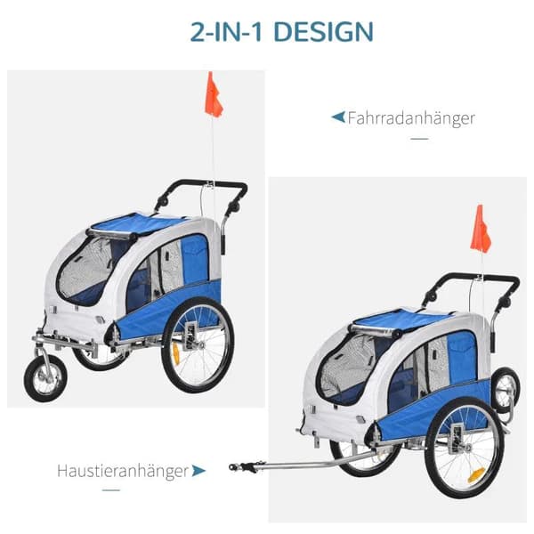 Rootz Dog Trailer - Jogger Function - Polkupyörän perävaunu - Eläin - Teräksensininen/harmaa