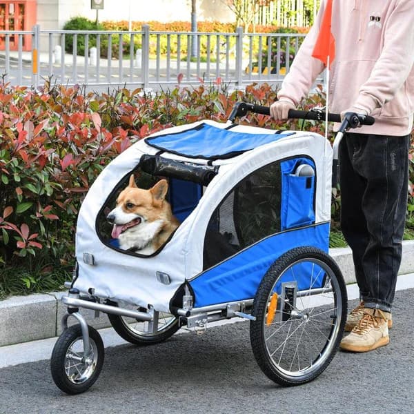 Rootz Dog Trailer - Jogger Function - Polkupyörän perävaunu - Eläin - Teräksensininen/harmaa