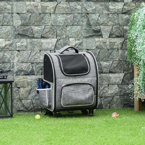 Rootz Hundebæretaske - Hundetransporttaske - Transporttaske - Oxford stof/Polyester - Grå/Hvid/Sort - 43L x 33W x 51,5H cm