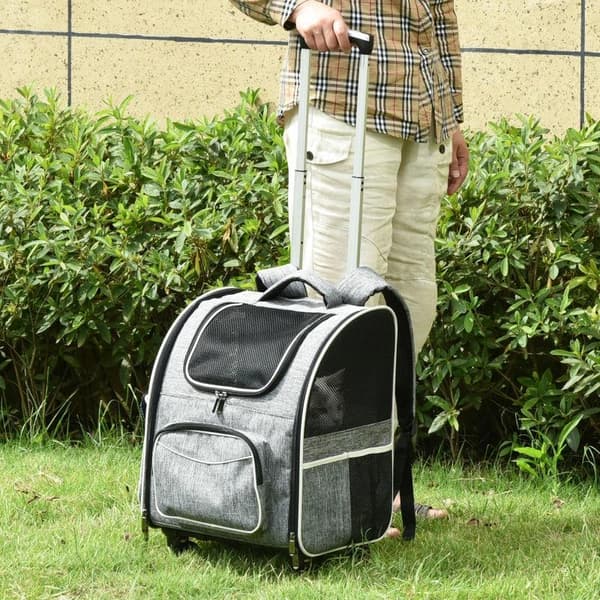 Rootz Hundebæretaske - Hundetransporttaske - Transporttaske - Oxford stof/Polyester - Grå/Hvid/Sort - 43L x 33W x 51,5H cm