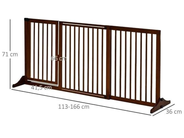 Rootz Barrier - Koiran kaide - Koiran oven portti - Puinen turvaportti - Vapaasti seisova koiraportti ovella - Konfigurointiportti - Ruskea - 113-166
