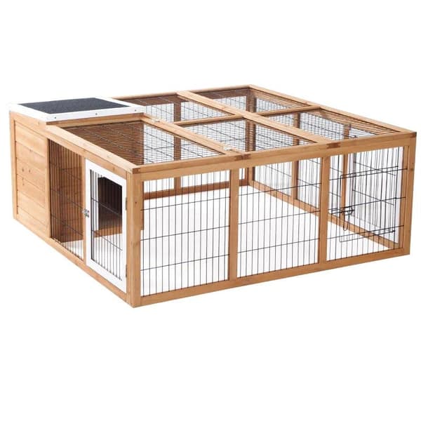 Rootz Rabbit Hutch - Pieneläinkota - Säänkestävä Kota - Natural - 123cm x 120cm x 52cm