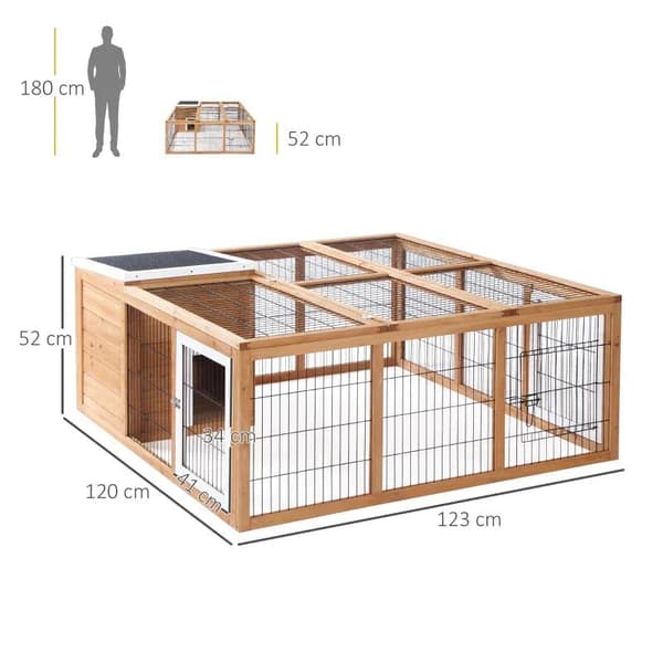 Rootz Rabbit Hutch - Pieneläinkota - Säänkestävä Kota - Natural - 123cm x 120cm x 52cm
