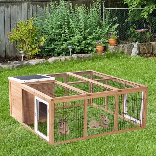 Rootz Rabbit Hutch - Pieneläinkota - Säänkestävä Kota - Natural - 123cm x 120cm x 52cm