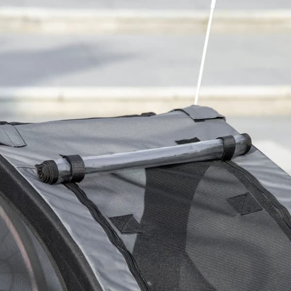 Rootz Dog Trailer - Nätfönster - Roll Up Cover - Universal Hitch - Stålram - Svart - 140 x 71 x 83 cm