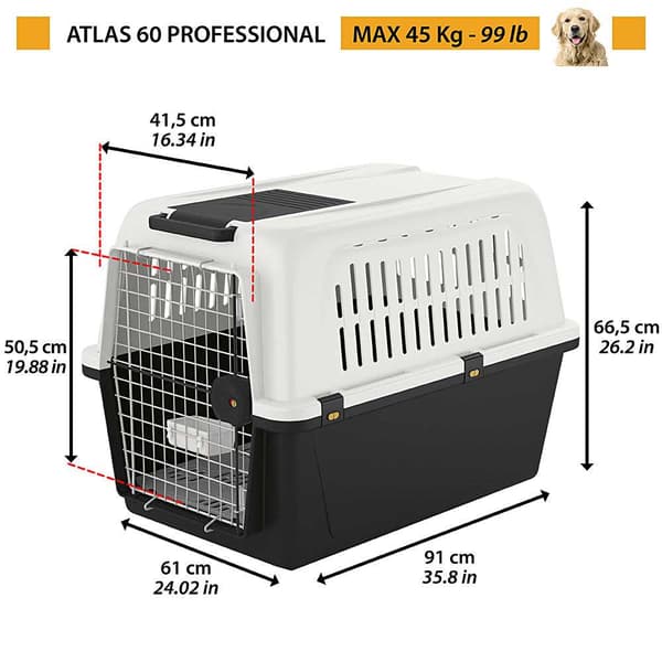 Ferplast Kæledyrsbærer Atlas 60 Professional Sort,Grå