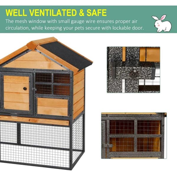 Nancy's Aaron Lake Rabbit Hutch - Geel, Zwart - Firwood, Metal - cm x 48,03 cm x 36,22 cm