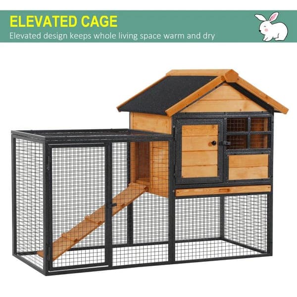 Nancy's Aaron Lake Rabbit Hutch - Geel, Zwart - Firwood, Metal - cm x 48,03 cm x 36,22 cm