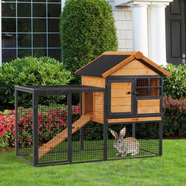 Nancy's Aaron Lake Rabbit Hutch - Geel, Zwart - Firwood, Metal - cm x 48,03 cm x 36,22 cm