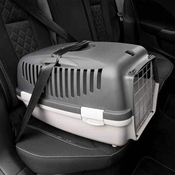 vidaXL Transportbur grå och svart 48x32x31 cm PP -  Burar & transportburar för husdjur