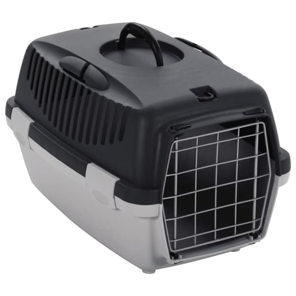 vidaXL Transportbur grå och svart 48x32x31 cm PP -  Burar & transportburar för husdjur