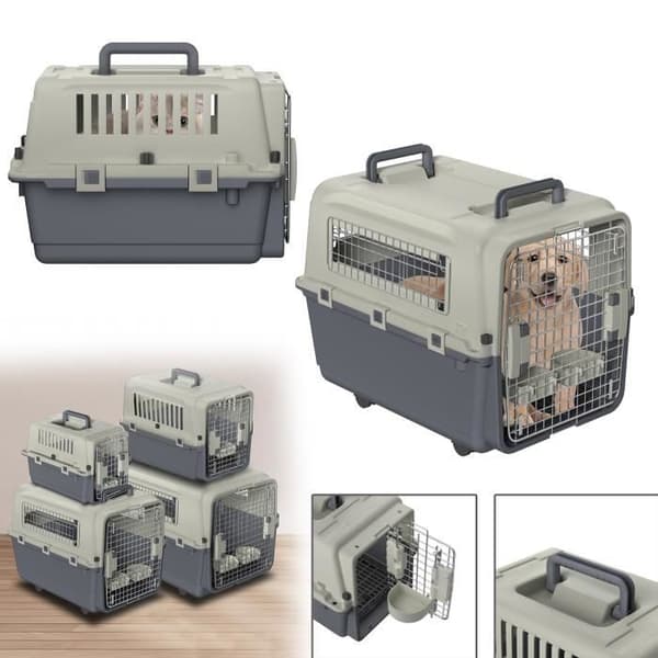 Lufttransportlåda för hundar och katter - XMTECH - 60x39,5x44 cm - Grå