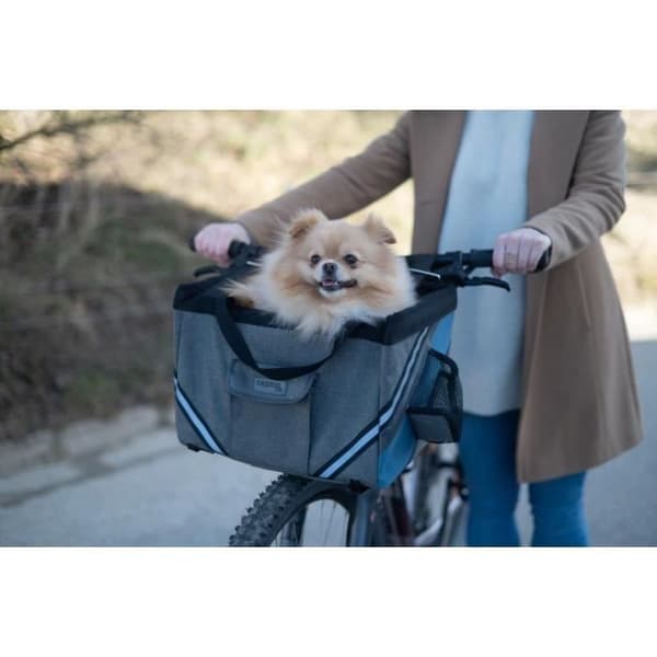 Cykelväska för hund och katt - KERBL - Semester - Grå/blå - 38x29x25 cm - Robust tyg