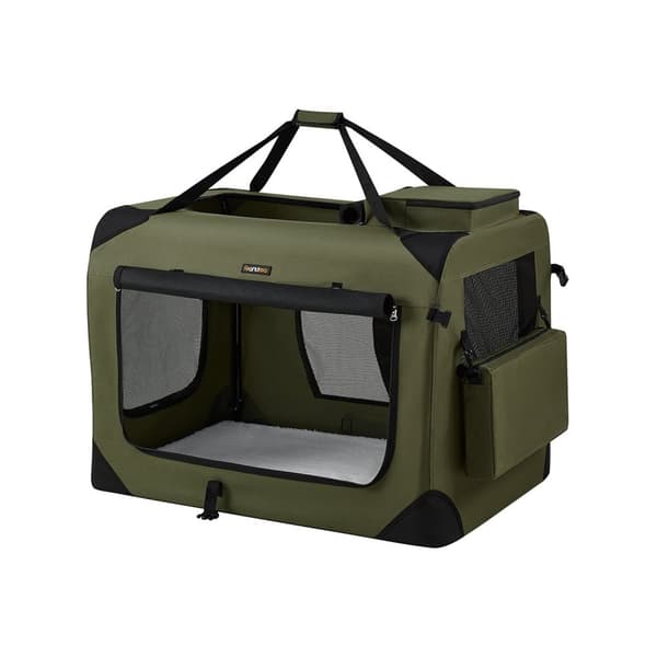 Rootz Extra Large Dog Crate - Pet Kennel - Bärbar hundhållare - Metallram - 600D Oxford-tyg - Fleecefoder - 91cm x 63cm x 63cm