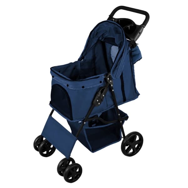 Pet Stroller with Organizer Caddy Bag Load Capacity 15kg Safety Leash Basket, Cup Holder and FREE Rain Cover | Travel trolley for Dogs and Cats