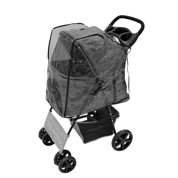 Pet Stroller with Organizer Caddy Bag Load Capacity 15kg Safety Leash Basket, Cup Holder and FREE Rain Cover | Travel trolley for Dogs and Cats