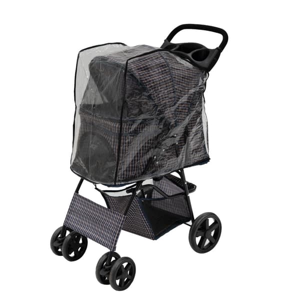 Pet Stroller with Organizer Caddy Bag Load Capacity 15kg Safety Leash Basket, Cup Holder and FREE Rain Cover | Travel trolley for Dogs and Cats