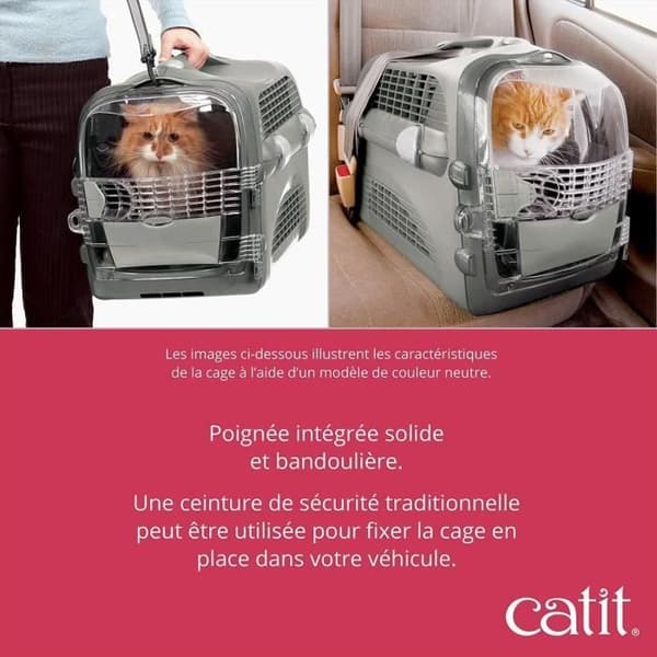 Transportbur för katt - CATIT - Cabrio - Multifunktionell - Öppning 360° - Röd