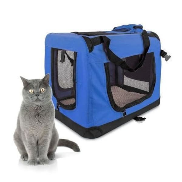 Bärväska för katt Hund Mobiclinic Balú Resväska för husdjur Max.10 kg Vikbar storlek M Blå