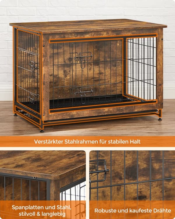 Hundbur - til hunde op til 20 kg - vintage brun