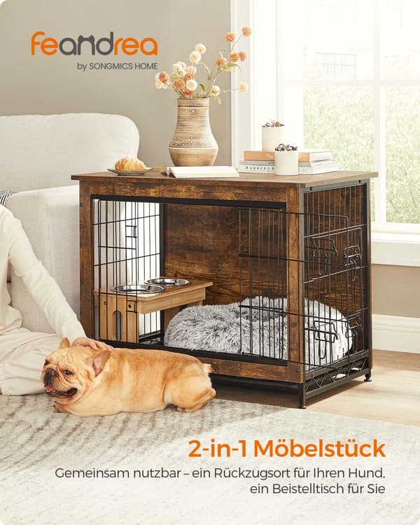 Hundbur - til hunde op til 20 kg - vintage brun