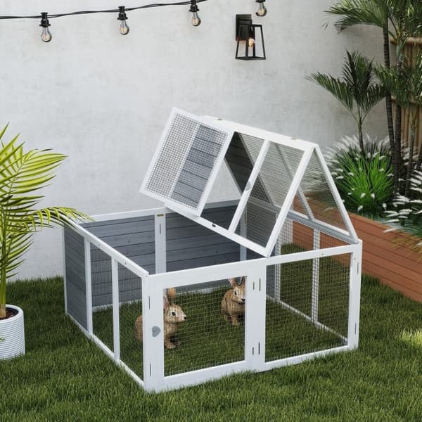 Rootz Rabbit Hutch - Inhägnad för små djur - Kaninbur - Väderbeständigt skydd - 120cm x 120cm x 60cm