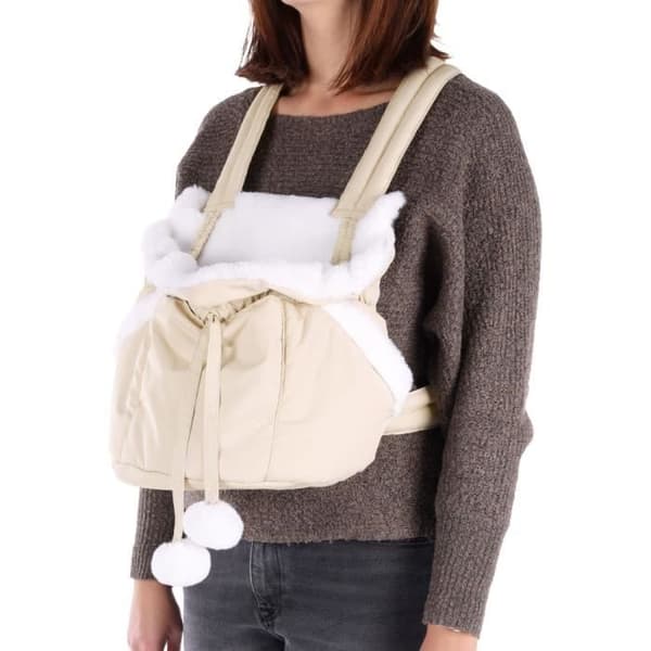Cuddi Beige främre bärväska för små hundar max 4 kg - Flamingo