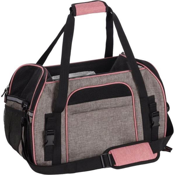 Transportväska Xandor 48cm L x 25cm b x 33cm H för liten hund max 7 kg - Flamingo