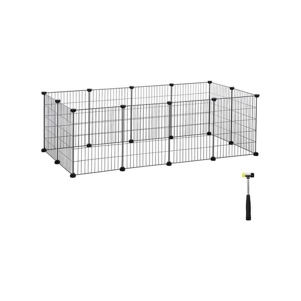 Løbegård til små dyr, SONGMICS gitterbur, DIY, 143x73x46 cm, Sort.
