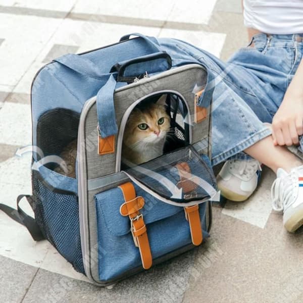 TD® Pet Cat Ryggsäck Stor kapacitet Bärbar ryggsäck Reflekterande ryggsäck Badväska Andningsbar canvasväska