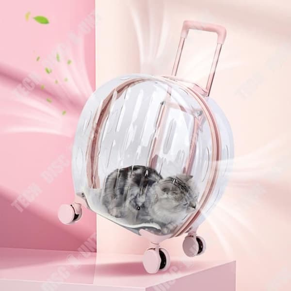 TD® Pet cart-låda genomskinlig kattväska ta ut bärbar mute universalhjul bärbar luftbox