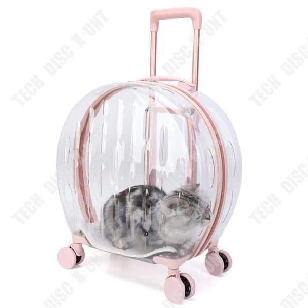 TD® Pet cart-låda genomskinlig kattväska ta ut bärbar mute universalhjul bärbar luftbox