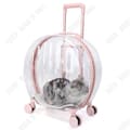 Miniatyrbild 1 av 4: TD® Pet cart-låda genomskinlig kattväska ta ut bärbar mute universalhjul bärbar luftbox