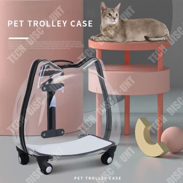 TD® Pet Trolley Box Kattväska Ta ut för att bära genomskinlig Pet Box Space Capsule Bagage